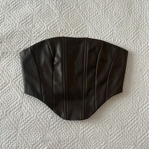 Brown Faux Leather Corset
